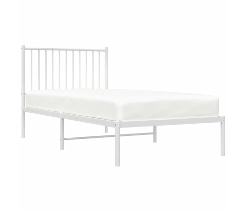 Estructura cama sin colchón con cabecero metal blanco 90x190 cm