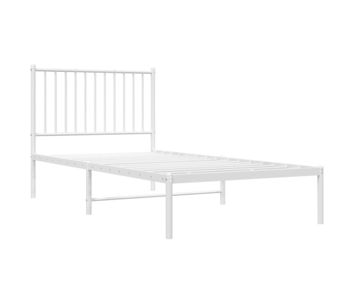 Estructura cama sin colchón con cabecero metal blanco 90x190 cm