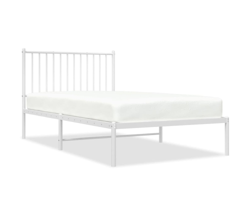 Estructura cama sin colchón con cabecero metal blanco 100x190cm