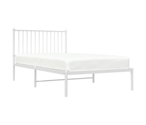 Estructura cama sin colchón con cabecero metal blanco 100x190cm