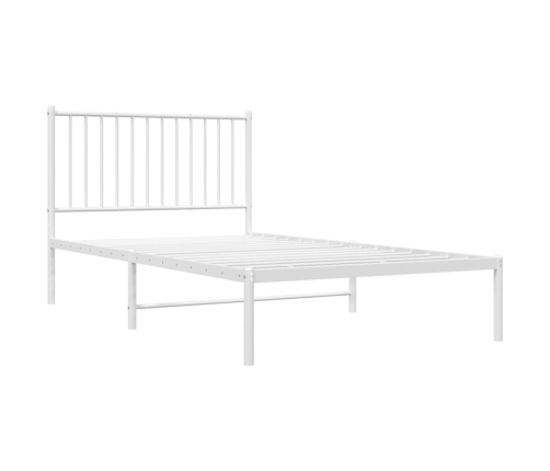 Estructura cama sin colchón con cabecero metal blanco 100x190cm