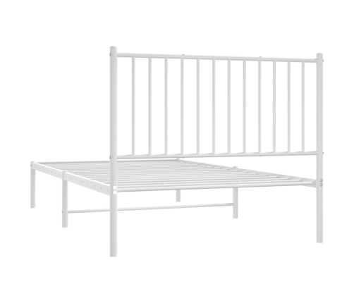 Estructura cama sin colchón con cabecero metal blanco 100x190cm