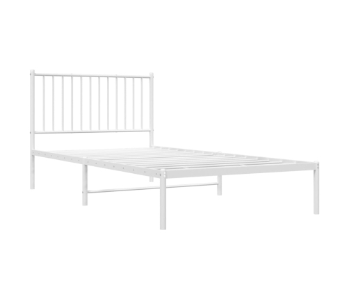 Estructura cama sin colchón con cabecero metal blanco 100x200cm