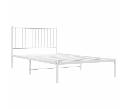 Estructura cama sin colchón con cabecero metal blanco 107x203cm