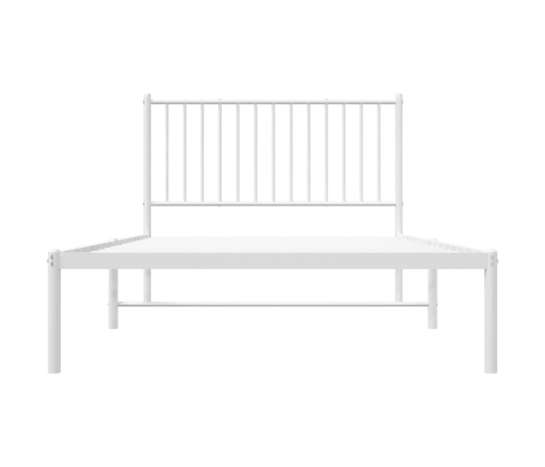 Estructura cama sin colchón con cabecero metal blanco 107x203cm