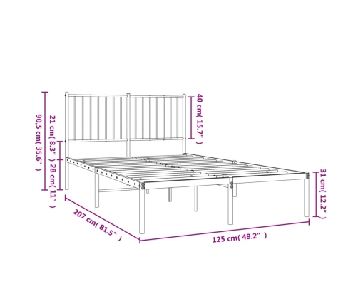 Estructura cama sin colchón con cabecero metal blanco 120x190cm