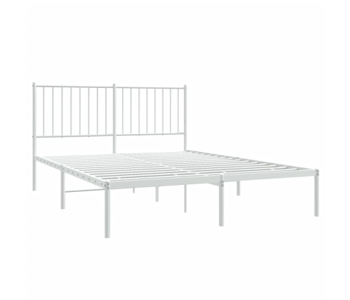Estructura cama sin colchón con cabecero metal blanco 140x190cm
