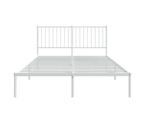 Estructura cama sin colchón con cabecero metal blanco 140x190cm