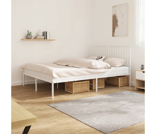Estructura cama sin colchón con cabecero metal blanco 140x190cm