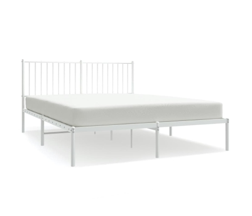 Estructura cama sin colchón con cabecero metal blanco 150x200cm