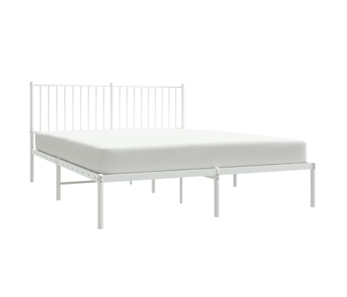 Estructura cama sin colchón con cabecero metal blanco 150x200cm