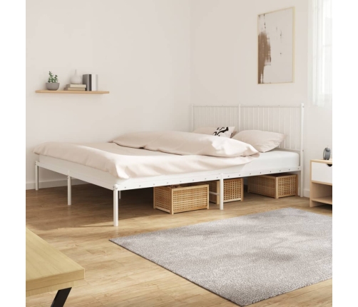 Estructura cama sin colchón con cabecero metal blanco 193x203cm