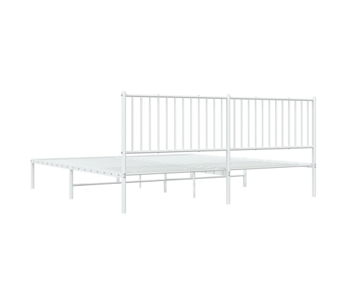 Estructura cama sin colchón con cabecero metal blanco 200x200cm