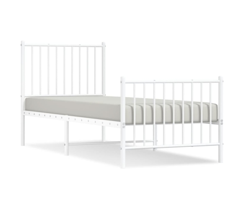 vidaXL Estructura cama metal con cabecero y pie cama blanca 75x190 cm