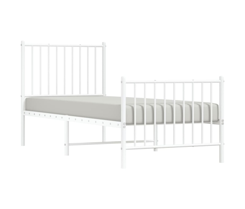 vidaXL Estructura cama metal con cabecero y pie cama blanca 75x190 cm