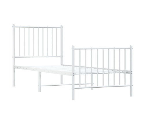 vidaXL Estructura cama metal con cabecero y pie cama blanca 75x190 cm