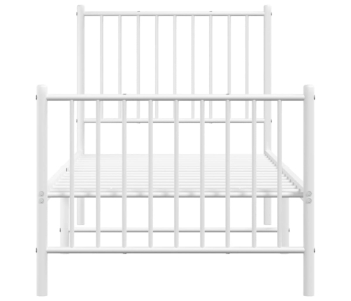 vidaXL Estructura cama metal con cabecero y pie cama blanca 75x190 cm