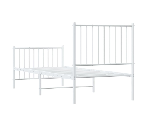 vidaXL Estructura cama metal con cabecero y pie cama blanca 75x190 cm