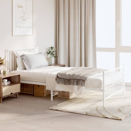 Estructura cama sin colchón con estribo metal blanco 100x200 cm