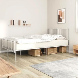 Estructura cama sin colchón con estribo metal blanco 160x200 cm