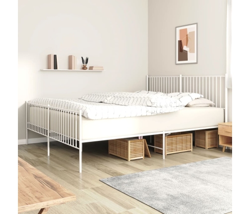 Estructura cama sin colchón con estribo metal blanco 193x203 cm