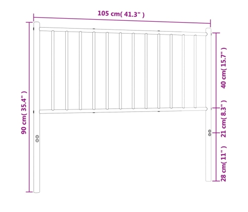 Cabecero de metal blanco 100 cm