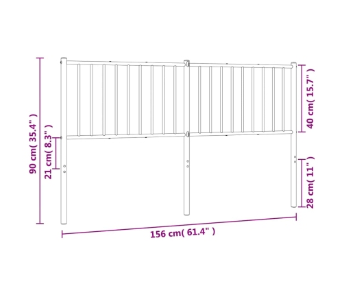 Cabecero de metal blanco 150 cm