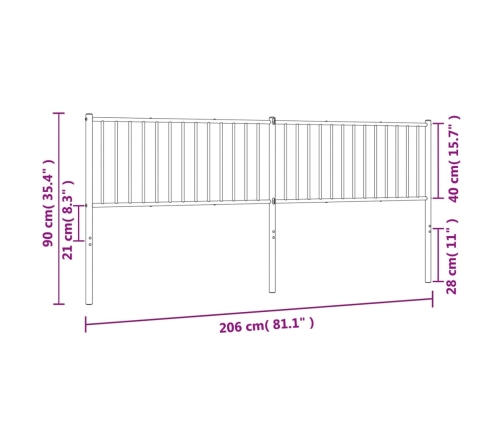 Cabecero de metal blanco 200 cm