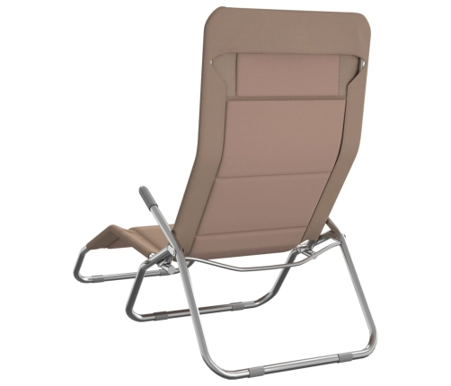 Tumbona plegable 2 uds textilene acero con recubrimiento taupe