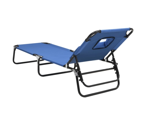 Tumbona plegable tela Oxford acero recubrimiento en polvo azul