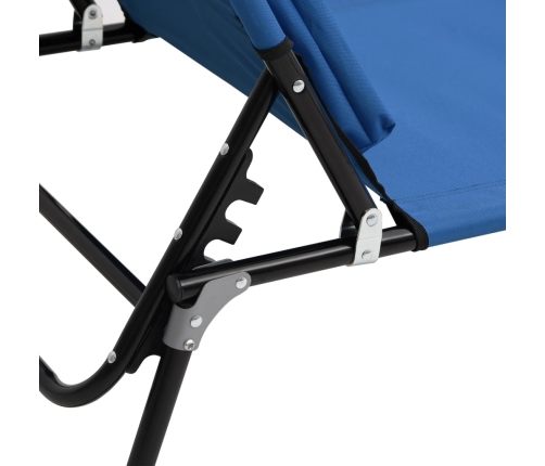 Tumbona plegable tela Oxford acero recubrimiento en polvo azul