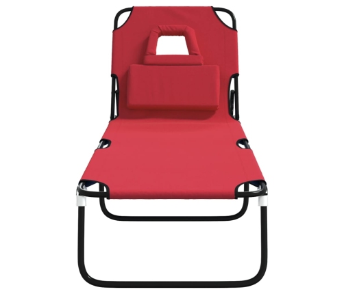 Tumbona plegable acero recubrimiento en polvo tela Oxford rojo