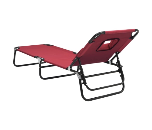 Tumbona plegable acero recubrimiento en polvo tela Oxford rojo