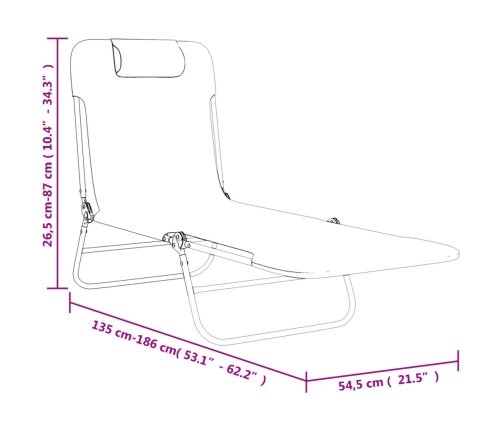 vidaXL Tumbonas plegables 2 uds acero y textilene marrón