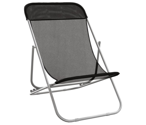 Silla de playa plegable 2 uds acero recubierto textilene negro