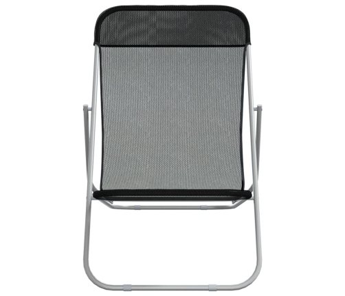 Silla de playa plegable 2 uds acero recubierto textilene negro