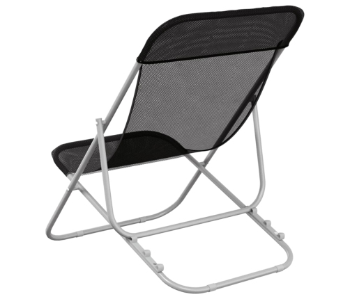 Silla de playa plegable 2 uds acero recubierto textilene negro