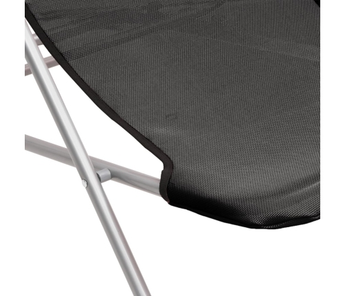 Silla de playa plegable 2 uds acero recubierto textilene negro