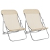 vidaXL Silla de playa plegable 2 uds acero recubierto textilene crema