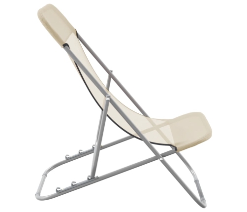 vidaXL Silla de playa plegable 2 uds acero recubierto textilene crema