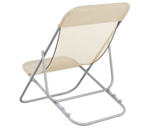 vidaXL Silla de playa plegable 2 uds acero recubierto textilene crema