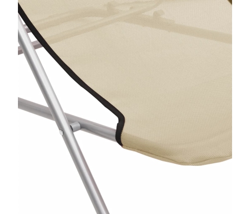 vidaXL Silla de playa plegable 2 uds acero recubierto textilene crema