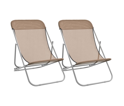 Silla de playa plegable 2 uds acero recubierto textilene taupe