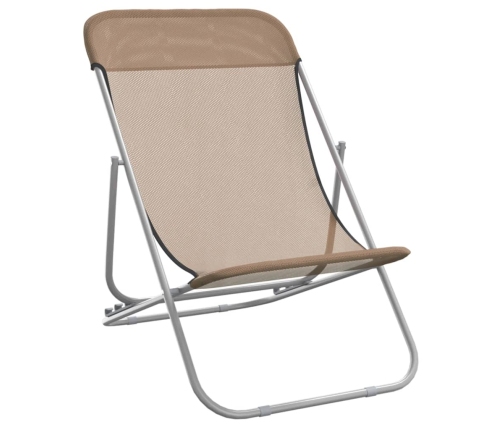 Silla de playa plegable 2 uds acero recubierto textilene taupe