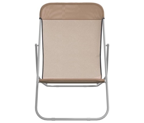 Silla de playa plegable 2 uds acero recubierto textilene taupe