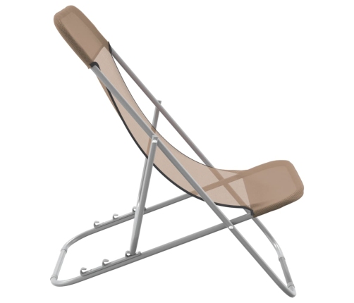 Silla de playa plegable 2 uds acero recubierto textilene taupe