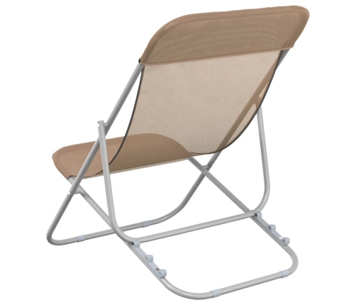 Silla de playa plegable 2 uds acero recubierto textilene taupe