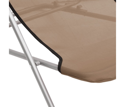 Silla de playa plegable 2 uds acero recubierto textilene taupe