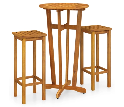 Mesa y taburetes altos de jardín 3 pzas madera maciza acacia