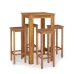 Mesa y taburetes altos de jardín 5 pzas madera maciza acacia
